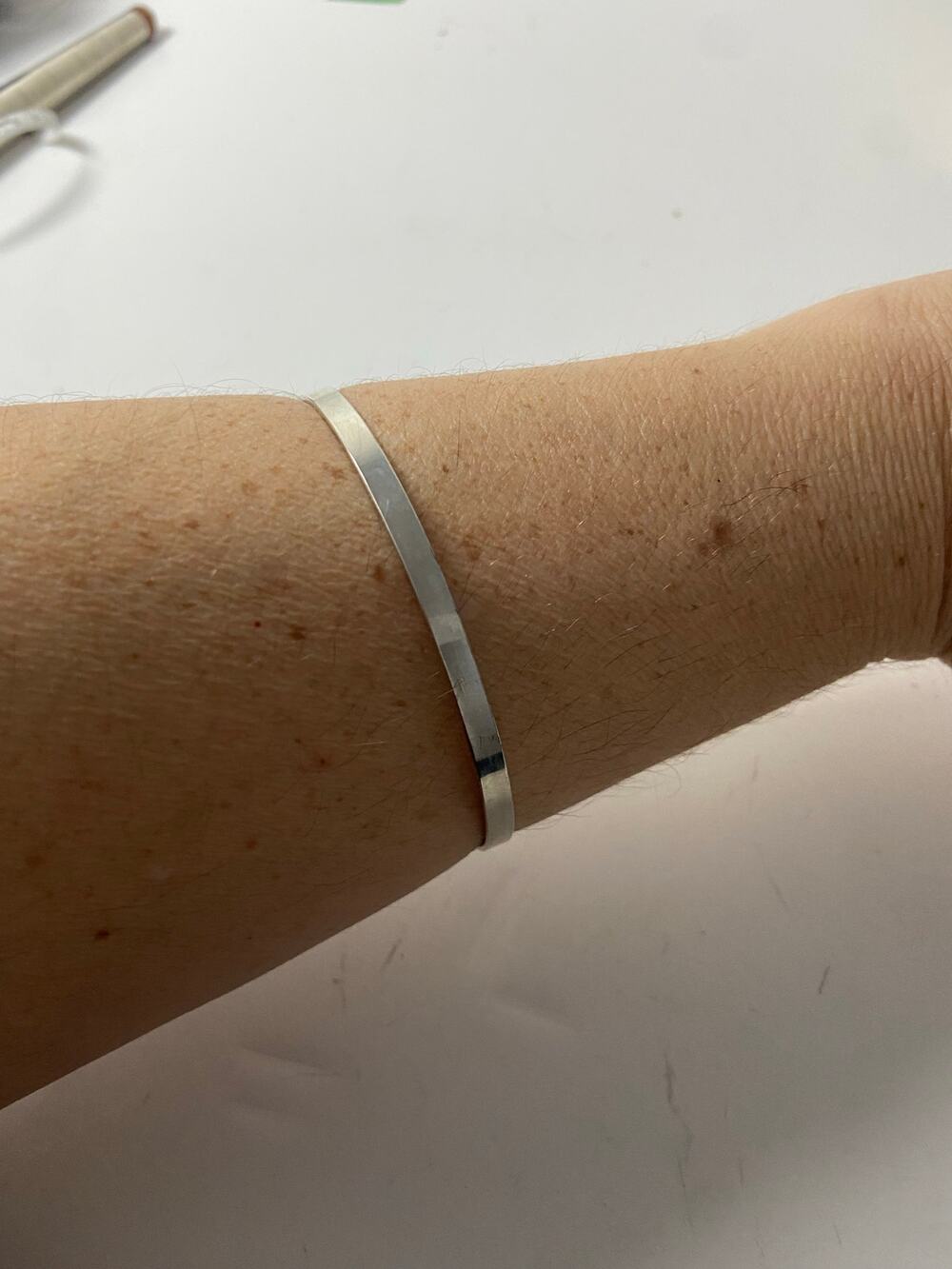 Never Worn Minimalist Metal Bangle Bracelet - Large Wrist